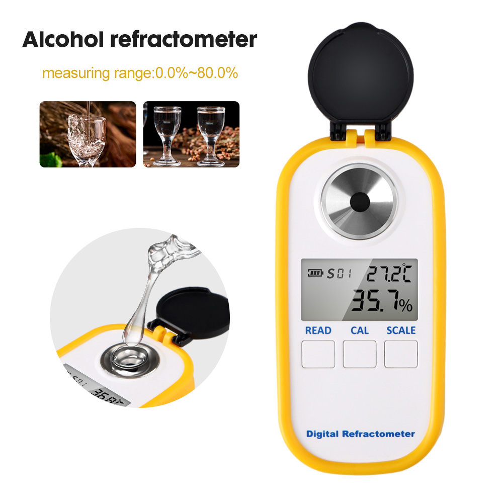 Wine To Beer Alcohol - مقياس انكسار الكحول الرقمي 0-80% شاشة