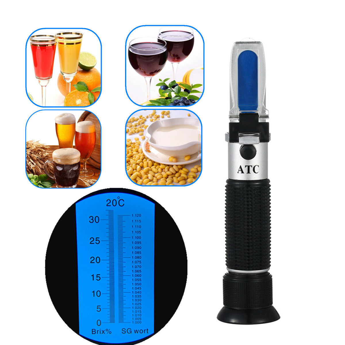 Wine To Beer Alcohol - مقياس الانكسار 0-32% بركس نبتة تخمير